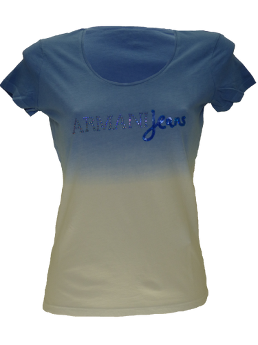 Armani SS15 ladies two-tone T-Shirt in Blue/White(38)