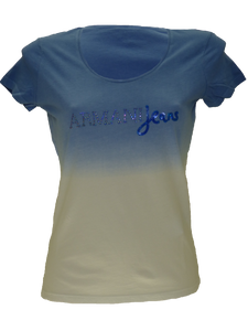 Armani SS15 ladies two-tone T-Shirt in Blue/White(38)