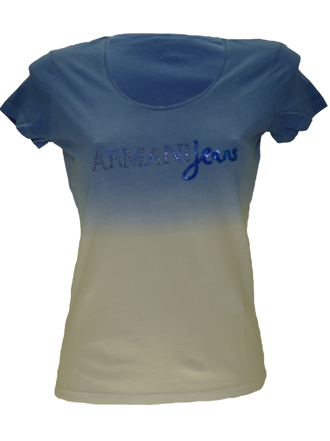 Armani SS15 ladies two-tone T-Shirt in Blue/White(42)