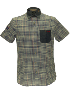 Armani SS15 checked short sleeved shirt in sky/white(XL)