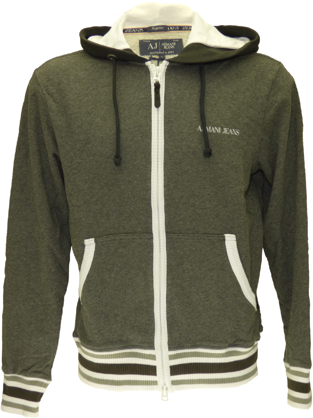 Armani SS15 full zip hoodie in dark grey mu00e9lange (S)